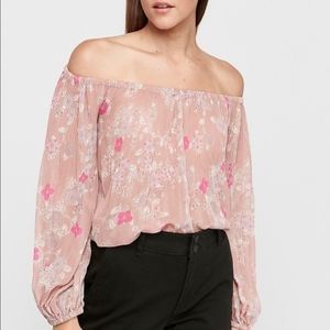 Express sheer floral off the shoulder top